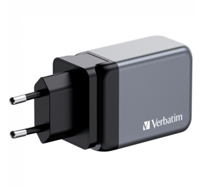Verbatim Зарядний пристрій Verbatim GaN 65 W 3 ports (2xUSB-C-65 W /USB-A -3.0) (32201)