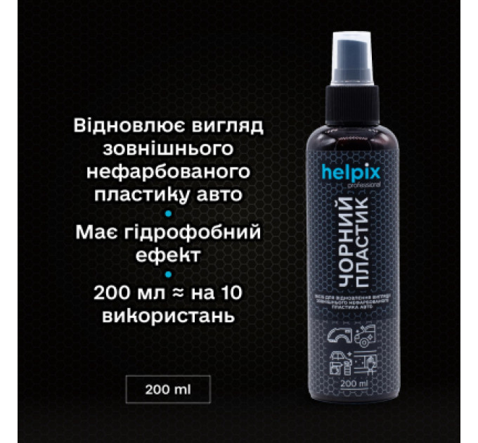 Helpix Автомобільний очисник Helpix відновлення пластику Чорний пластик 200 м (4823075804542)