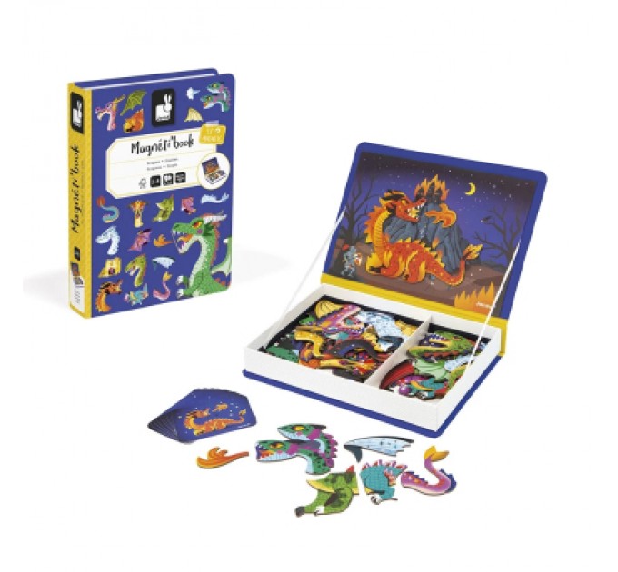 Janod Розвиваюча іграшка Janod Магнітна книга Дракони 53 елемента (J02527)