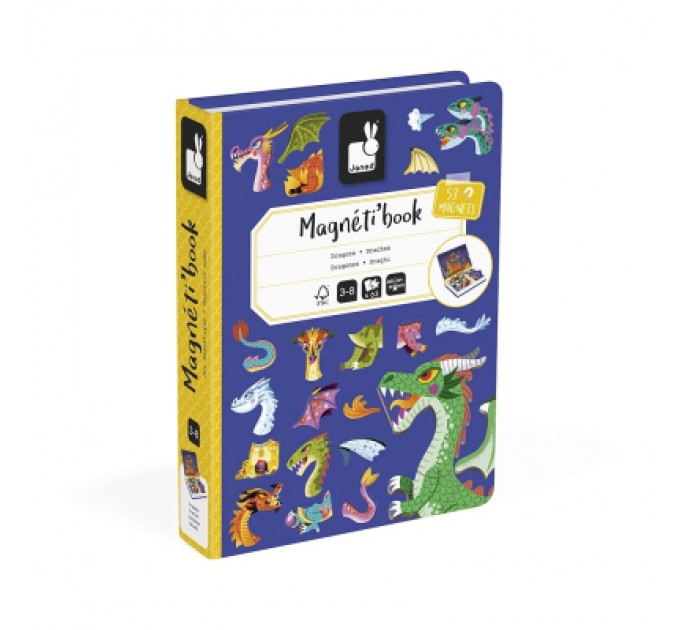 Janod Розвиваюча іграшка Janod Магнітна книга Дракони 53 елемента (J02527)