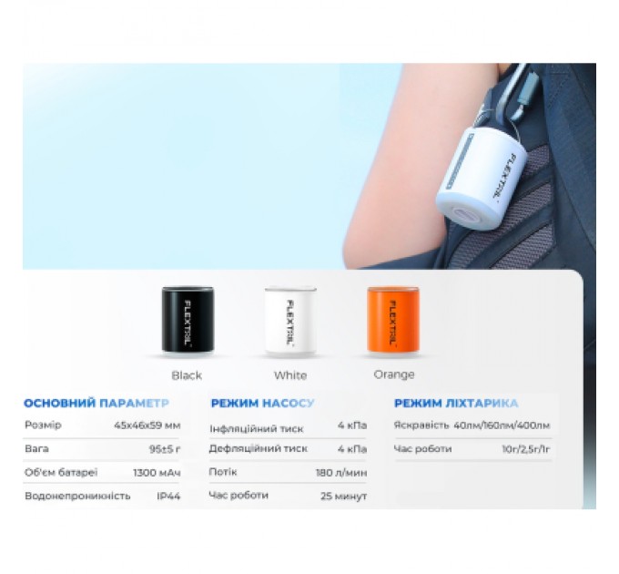 Flextail Ліхтар Flextail Tiny Pump 2X з функцією насосу білий (TY2X1600-WT-i)