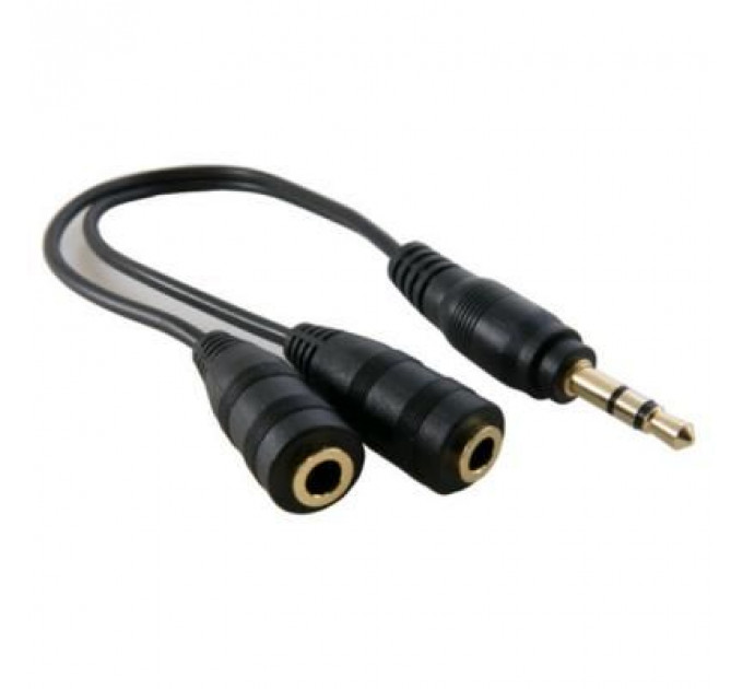 Кабель мультимедійний mini Jack 3.5mm M to 2xmini Jack 3.5mm F 0.2m Extradigital (KBA1680)