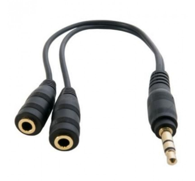 Кабель мультимедійний mini Jack 3.5mm M to 2xmini Jack 3.5mm F 0.2m Extradigital (KBA1680)