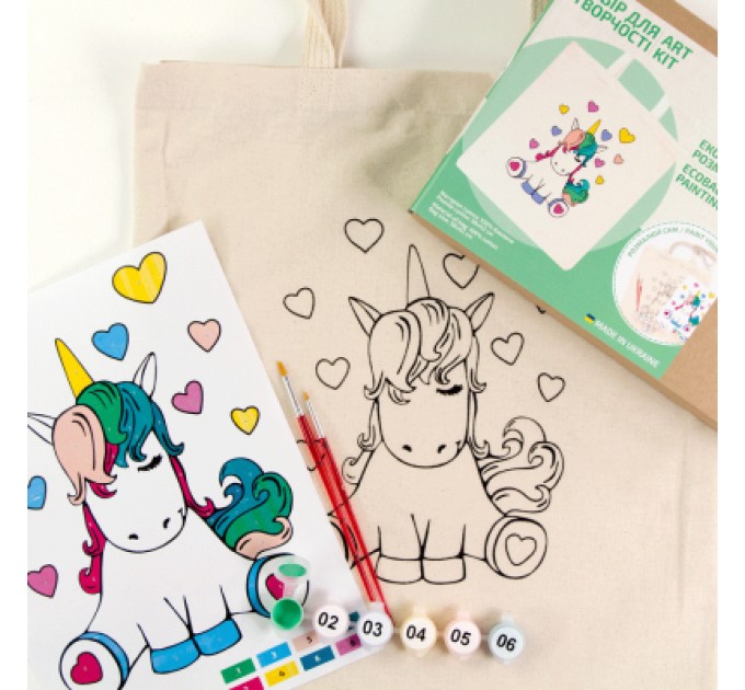 Rosa Набір для творчості Rosa Talent екосумка-розмальовка, Юнікорн, 38х42 см (4823098537830)