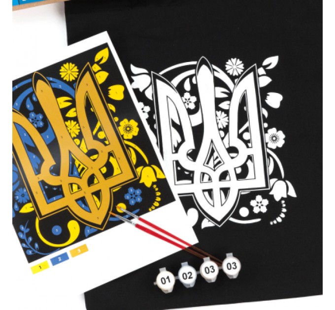 Rosa Набір для творчості Rosa Talent екосумка-розмальовка, чорна, Тризуб, 38х42 см (4823098542131)