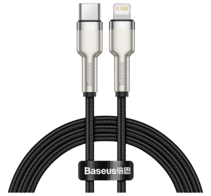 Baseus Дата кабель USB-C to Lightning 1.0m Cafule Metal PD 20W black Baseus (CATLJK-A01)
