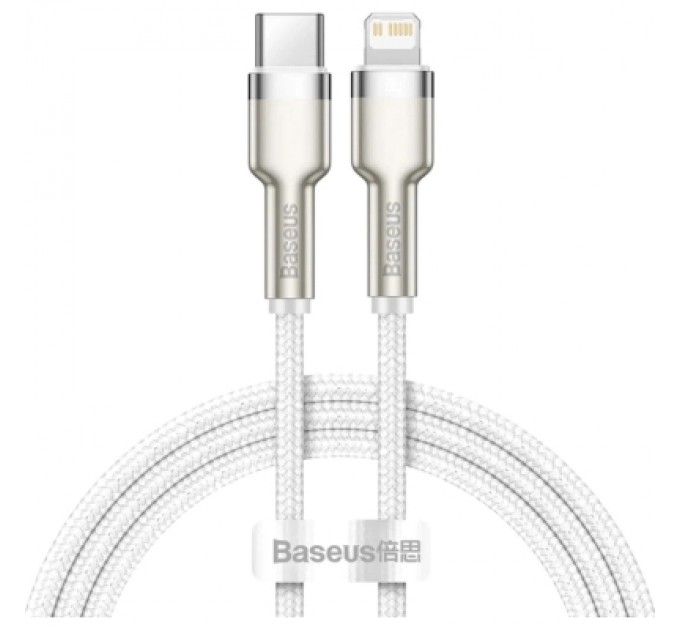 Baseus Дата кабель USB-C to Lightning 2.0m Cafule Metal PD 20W white Baseus (CATLJK-B02)
