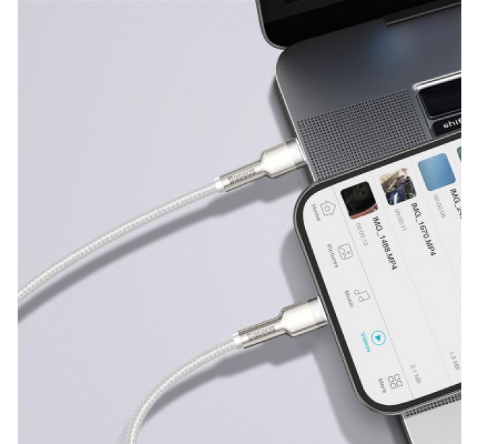 Baseus Дата кабель USB-C to Lightning 2.0m Cafule Metal PD 20W white Baseus (CATLJK-B02)
