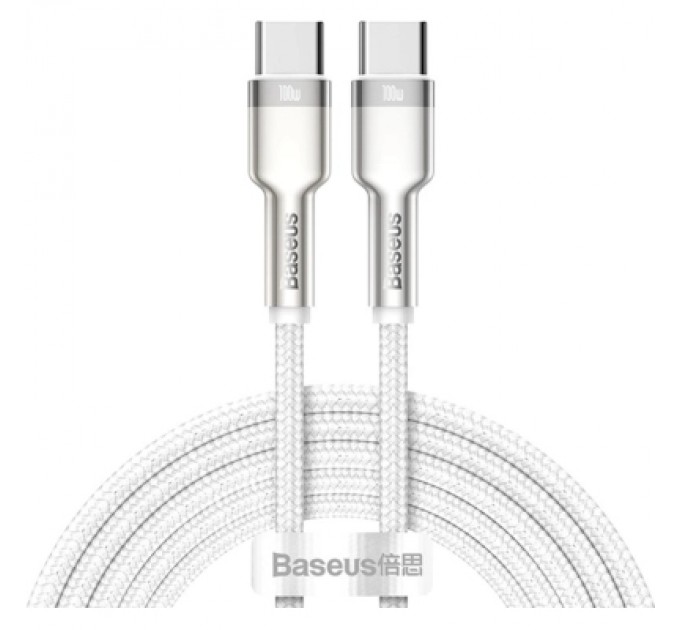 Baseus Дата кабель USB-C to USB-C 2.0 mCafule Metal PD 100W white Baseus (CATJK-D02)