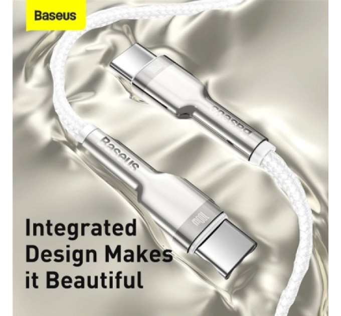 Baseus Дата кабель USB-C to USB-C 2.0 mCafule Metal PD 100W white Baseus (CATJK-D02)