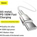 Baseus Дата кабель USB-C to USB-C 2.0 mCafule Metal PD 100W white Baseus (CATJK-D02)
