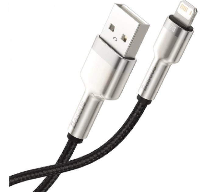 Baseus Дата кабель USB 2.0 AM to Lightning 1.0m Cafule Metal 2.4A black Baseus (CALJK-A01)