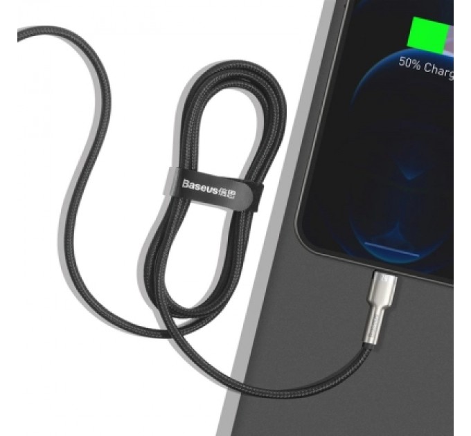 Baseus Дата кабель USB 2.0 AM to Lightning 1.0m Cafule Metal 2.4A black Baseus (CALJK-A01)