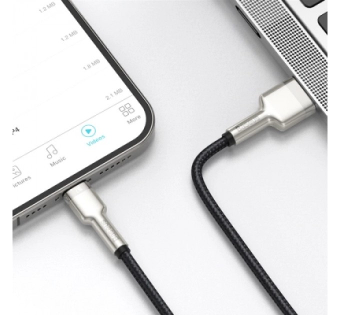 Baseus Дата кабель USB 2.0 AM to Lightning 1.0m Cafule Metal 2.4A black Baseus (CALJK-A01)