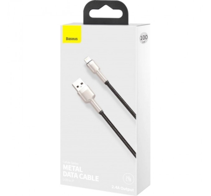 Baseus Дата кабель USB 2.0 AM to Lightning 1.0m Cafule Metal 2.4A black Baseus (CALJK-A01)