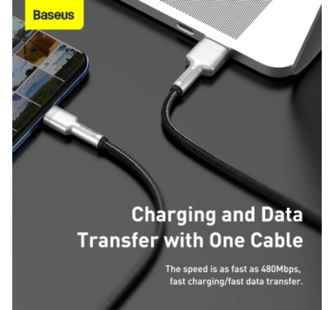 Baseus Дата кабель USB 2.0 AM to USB-C 1.0m Cafule Metal 66W black Baseus (CAKF000101)