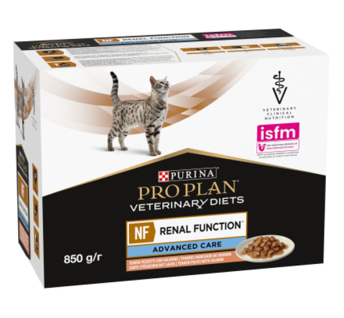 Purina Pro Plan Veterinary Diets Вологий корм для кішок Purina Pro Plan Veterinary Diets NF Renal Function Advanced Care При патології нирок З лососем 10 x 85 г (7613287873699)