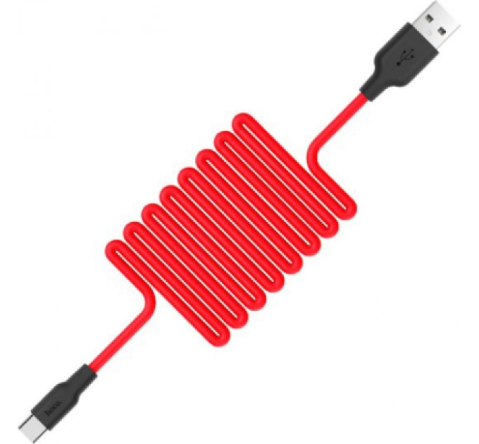 HOCO Дата кабель USB 2.0 AM to USB-C 1.0m 2A silicone X21 black+red HOCO (6957531071419)