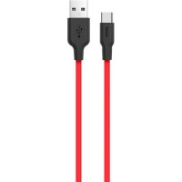 Дата кабель USB 2.0 AM to USB-C 1.0m 2A silicone X21 black+red HOCO (6957531071419)