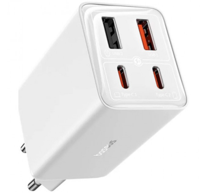 Baseus Зарядний пристрій Baseus GaN6 Pro Fast Charger 2C+2U 65W + Cable 1.0m Type-C 100W white (P10162701213-00)
