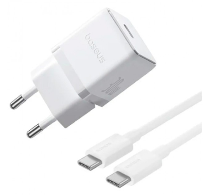 Baseus Зарядний пристрій Baseus Palm Fast Charger 1C 30W + Cable 1.0m Type-C 60W white (P10111605213-01)