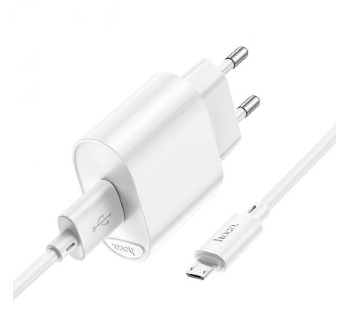 HOCO Зарядний пристрій HOCO C109A Fighter USB QC3.0 + cable Micro 5P White (6931474784827)