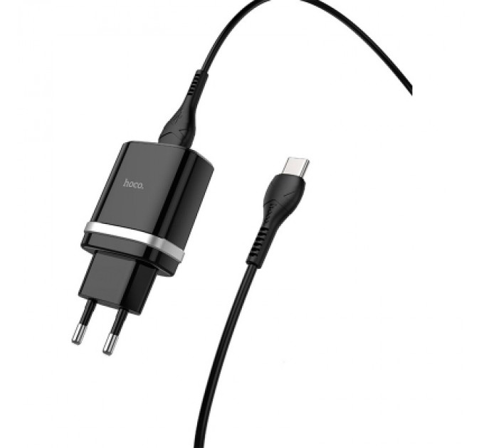 HOCO Зарядний пристрій HOCO C12Q Smart USB QC3.0 + cable USB to USB-C 18W Black (6931474716293)