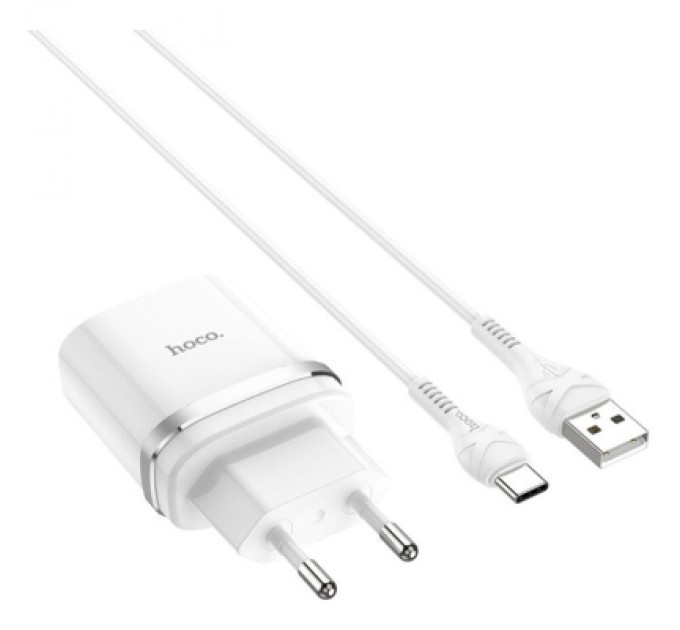 HOCO Зарядний пристрій HOCO C12Q Smart USB QC3.0 + cable USB to USB-C 18W White (6931474716309)