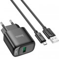 HOCO Зарядний пристрій HOCO C140A Smart USB QC3.0 + USB to cable Micro Black (6942007627801)