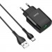 HOCO Зарядний пристрій HOCO C72Q Glorious USB QC3.0 + cable USB to USB-C 18W Black (6931474732545)