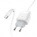 HOCO Зарядний пристрій HOCO C72Q Glorious USB QC3.0 + cable USB to USB-C 18W White (6931474732552)