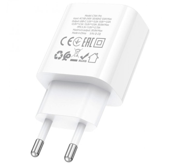 HOCO Зарядний пристрій HOCO C76A Pro Majestic USB-C PD30W White (6942007616300)