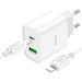 HOCO Зарядний пристрій HOCO C80A Plus Rapido 1xUSB-C PD20W + 1xUSB QC3.0 + cable USB-C to Lightning White (6931474779892)