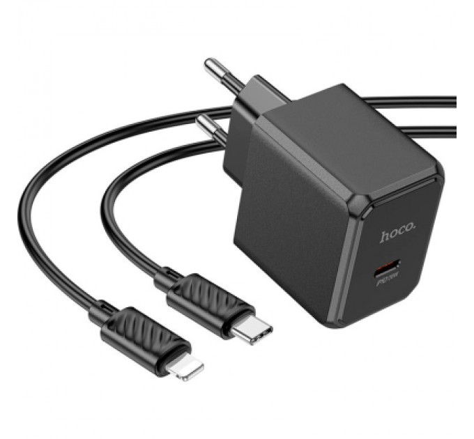HOCO Зарядний пристрій HOCO CS13A Ocean USB-C PD20W + cable USB-C to Lightning Black (6942007603829)