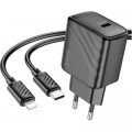 HOCO Зарядний пристрій HOCO CS22A Value USB-C PD30W + cable USB-C to Lightning Black (6942007609920)
