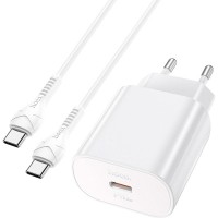 Зарядний пристрій HOCO N22 Jetta USB-C PD25W + cable USB-C to USB-C White (6931474760081)