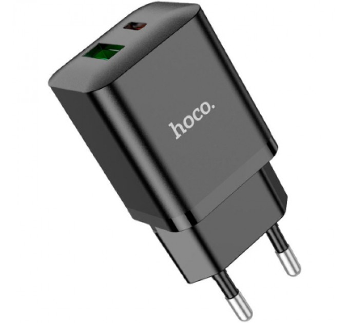 HOCO Зарядний пристрій HOCO N28 Founder 1xUSB-C PD20W + 1xUSB QC3.0 Black (6931474783509)