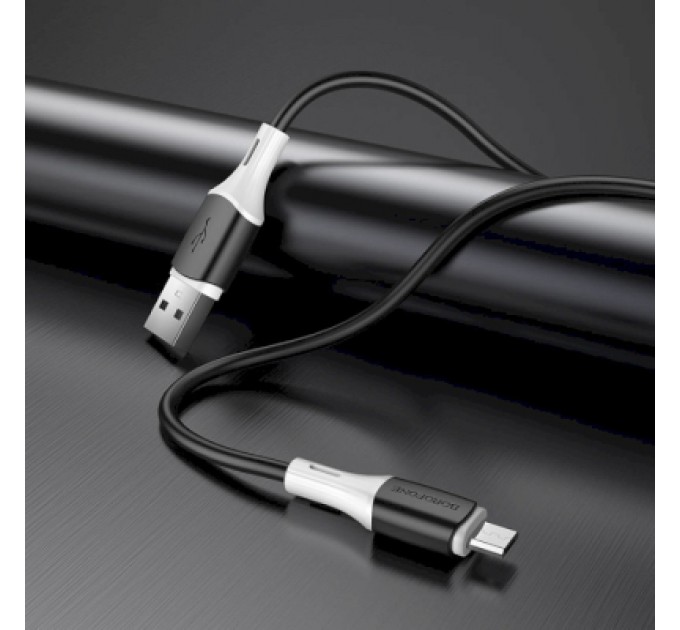 BOROFONE Дата кабель USB 2.0 AM to Micro 5P 1.0m 2.4A silicone BX79 black BOROFONE (6974443384765)