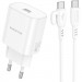 BOROFONE Зарядний пристрій BOROFONE BA82A Platinum USB-C PD25W + cable USB-C to USB-C White (6941991112270)