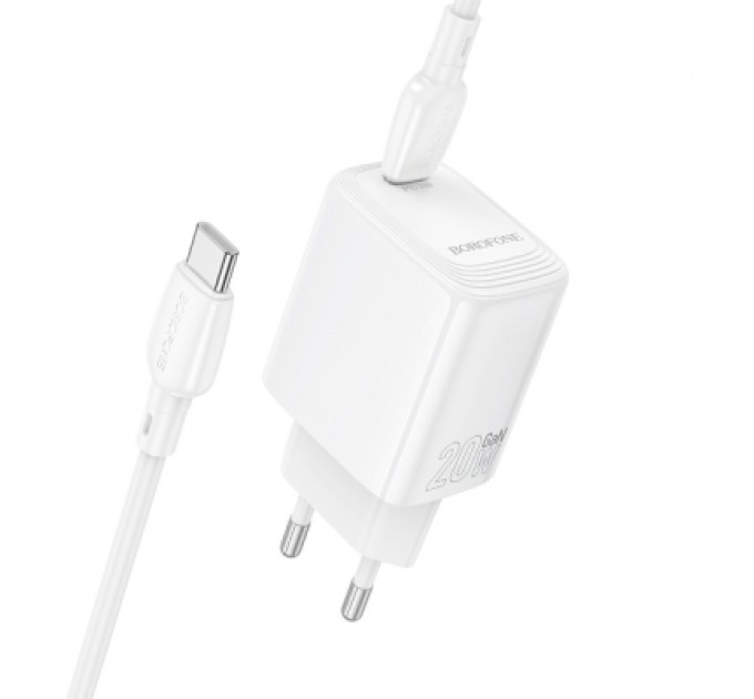 BOROFONE Зарядний пристрій BOROFONE BN26 Fuente USB-C PD20W + cable USB-C to USB-C White (6941991120251)