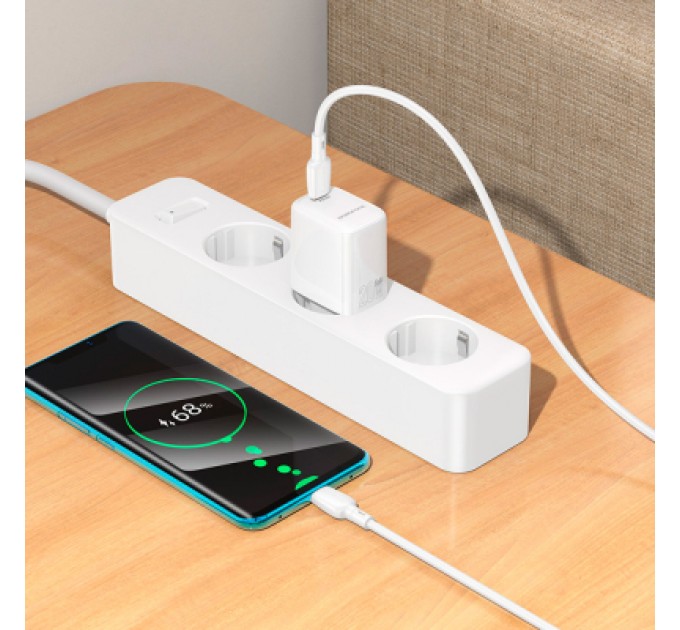 BOROFONE Зарядний пристрій BOROFONE BN26 Fuente USB-C PD20W + cable USB-C to USB-C White (6941991120251)
