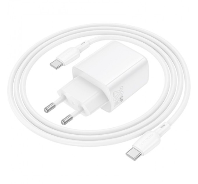 BOROFONE Зарядний пристрій BOROFONE BN26 Fuente USB-C PD20W + cable USB-C to USB-C White (6941991120251)
