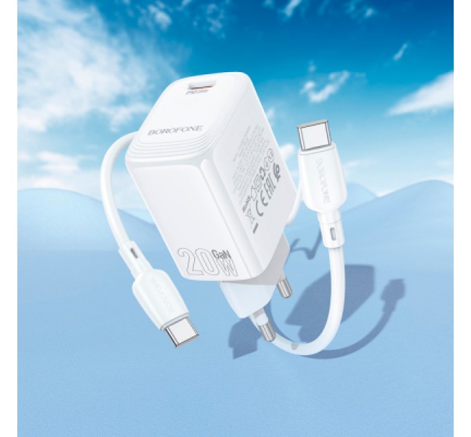 BOROFONE Зарядний пристрій BOROFONE BN26 Fuente USB-C PD20W + cable USB-C to USB-C White (6941991120251)