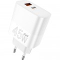 WUW Зарядний пристрій WUW C209 1xUSB-C PD45W + 1xUSB QC3.0 18W White (WUW-C209)