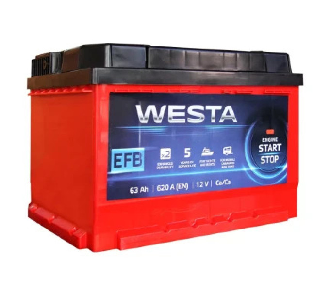 Westa Акумулятор автомобільний Westa 6CT-63 А (1) RED EFB