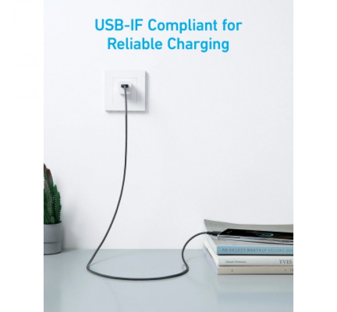 Anker Дата кабель USB 2.0 AM to USB-C 1.8m nylon 322 black Anker (A81H6G11)