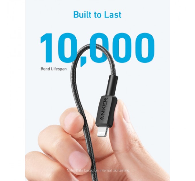 Anker Дата кабель USB-C to Lightning 1.8m nylon 322 black Anker (A81B6G11)