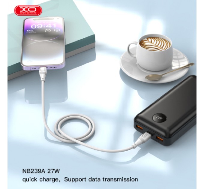 XO Дата кабель USB-C to Lightning 1.0m 27W High Elastic Zeus XO (NBQ239A_White)