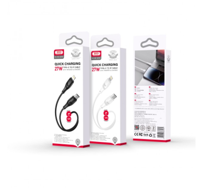 XO Дата кабель USB-C to Lightning 1.0m 27W High Elastic Zeus XO (NBQ239A_White)