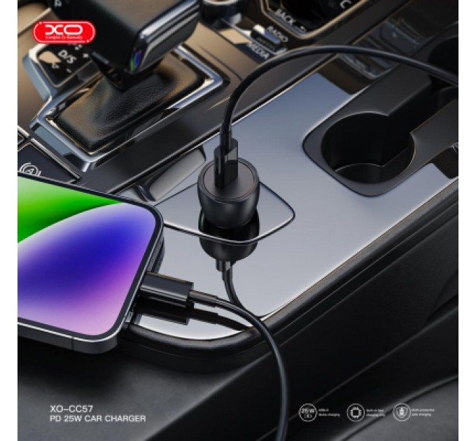 XO Зарядний пристрій XO CC57 USB-C PD25W Black (CC57_Black)